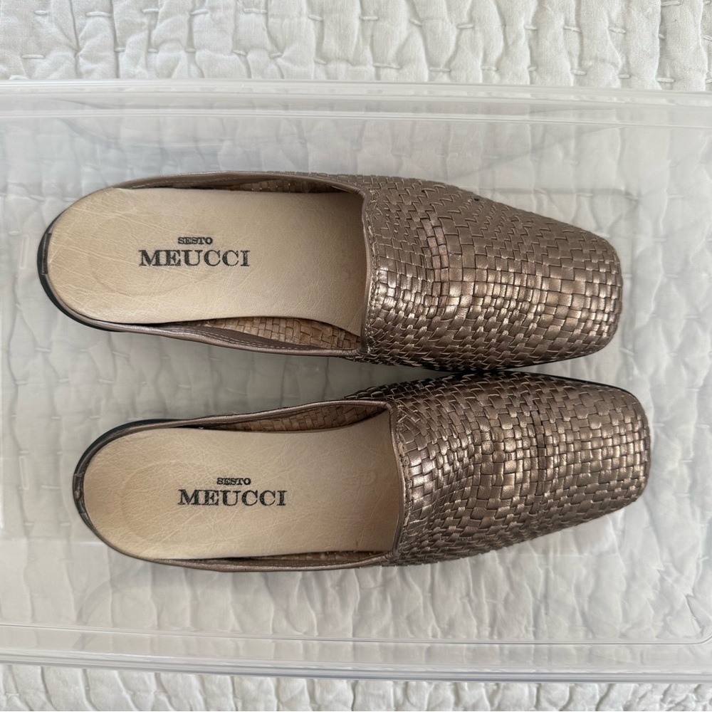 Vintage Sesto Meucci Bronze Leather Mule Sandals